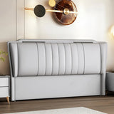 Grey Rectangular Upholstered Full Headboard with Legs Image - 4