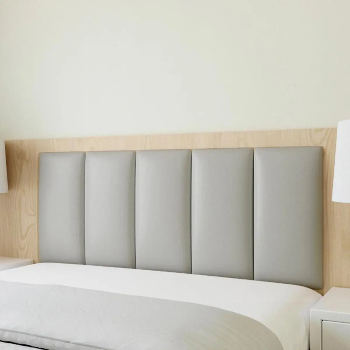 Grey Rectangular Upholstered Low Height Headboard Image - 2