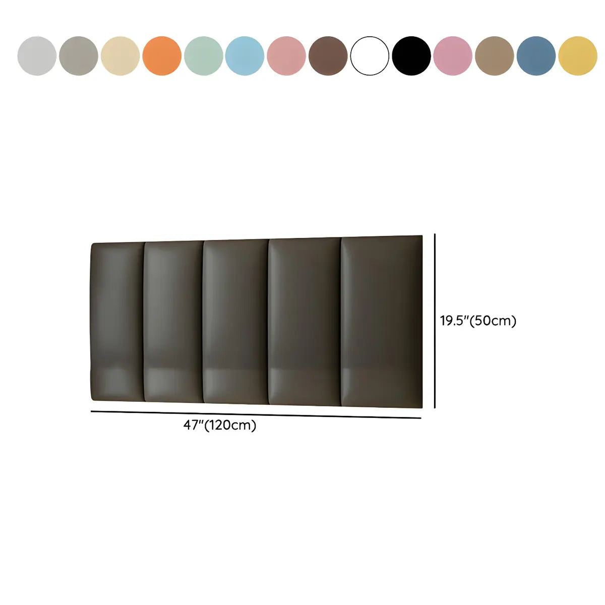 Grey Rectangular Upholstered Low Height Headboard 