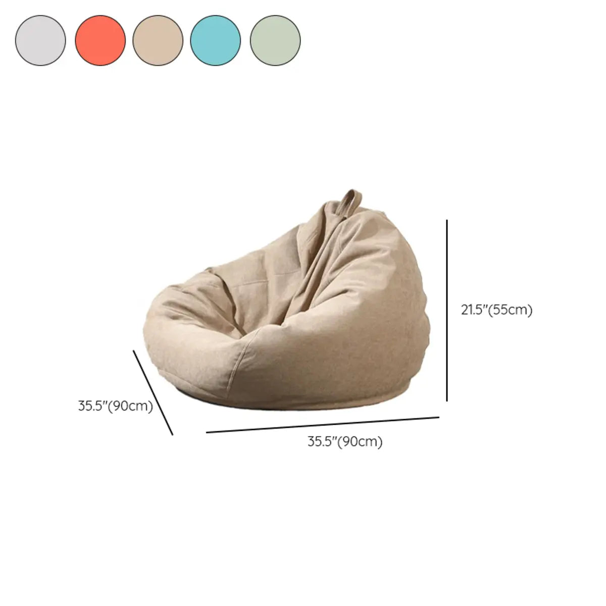 Grey Removable Cover Round Cotton Portable Bean Bag Chair 