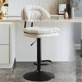 Grey Round Leather Adjustable Pedestal Swivel Bar Stool Image - 12