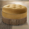 Grey Round Tufted Cotton Medium Fringe Ottoman Pouf Image - 9