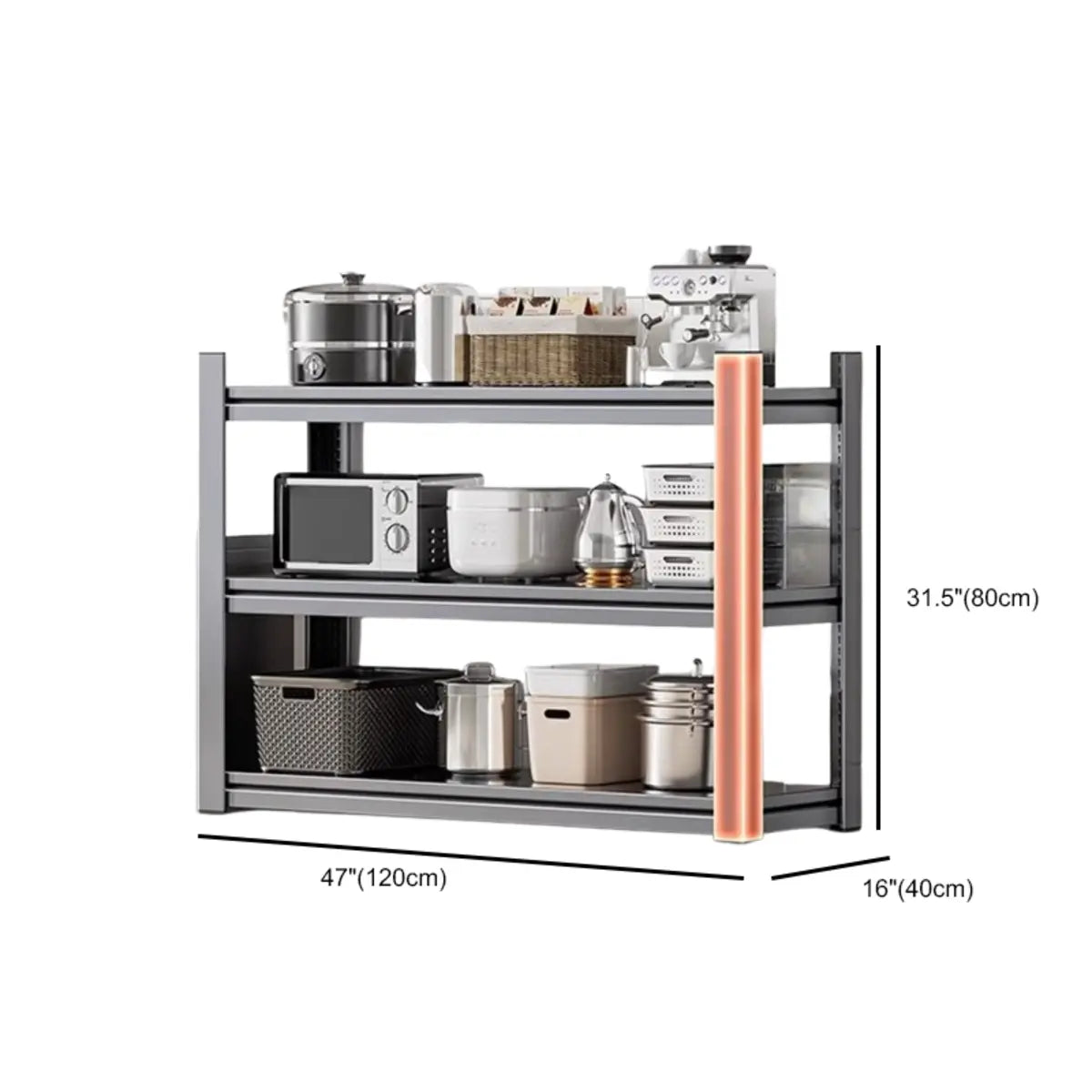 Grey Rust Resistant Metal Microwave Shelf Baker's Rack 