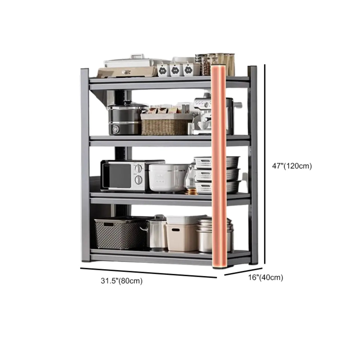 Grey Rust Resistant Metal Microwave Shelf Baker's Rack Image - 23