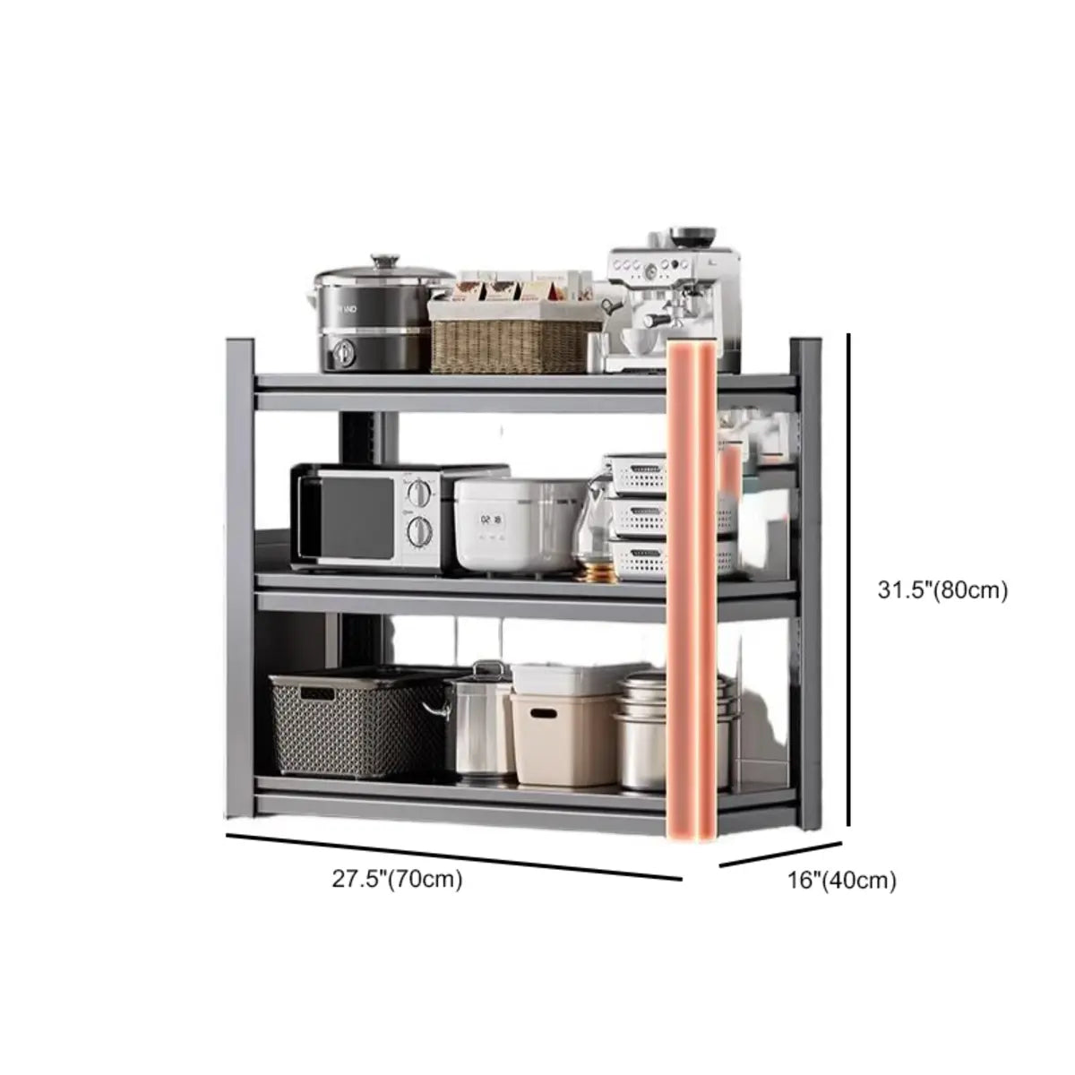 Grey Rust Resistant Metal Microwave Shelf Baker's Rack Image - 42