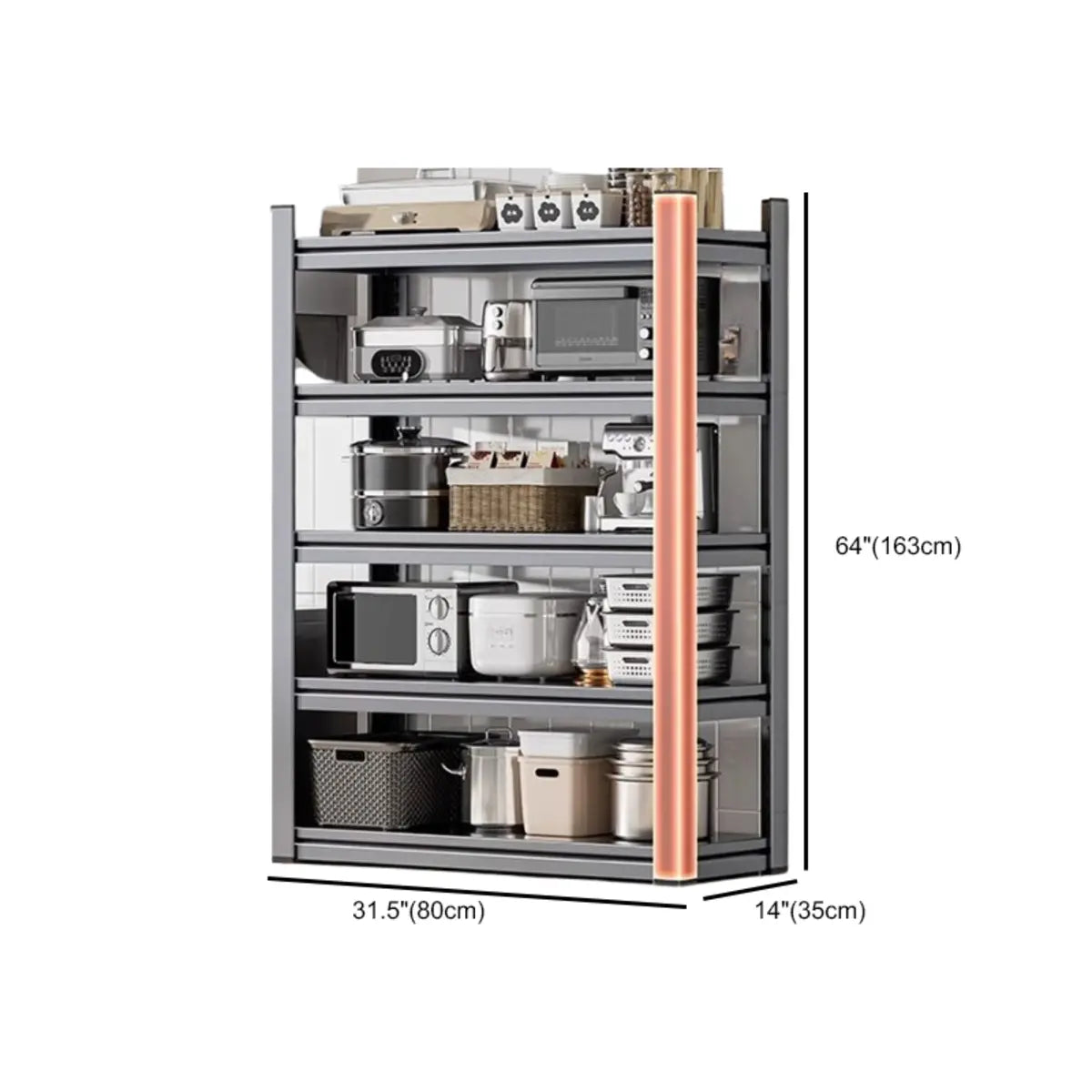 Grey Rust Resistant Metal Microwave Shelf Baker's Rack Image - 46