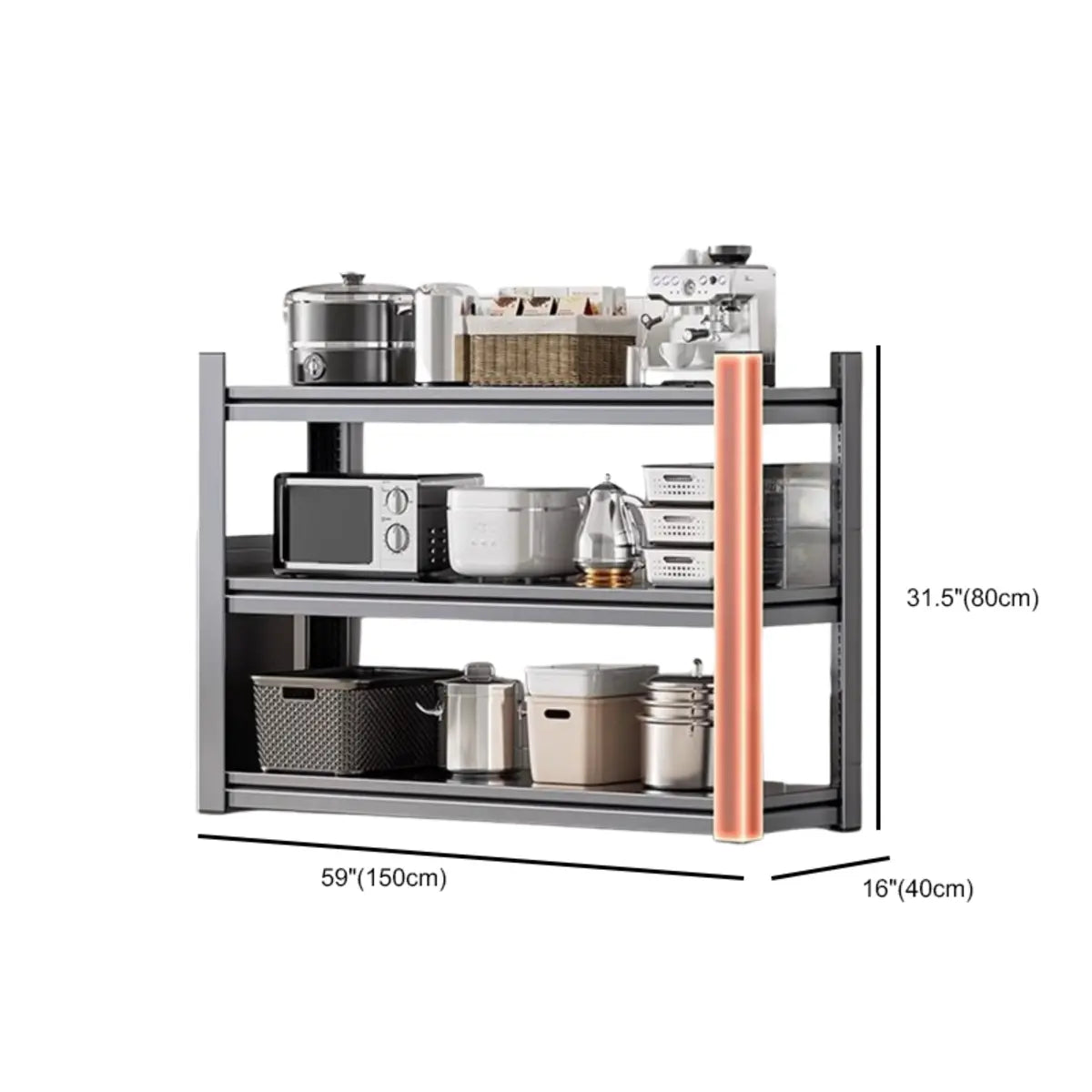 Grey Rust Resistant Metal Microwave Shelf Baker's Rack Image - 31