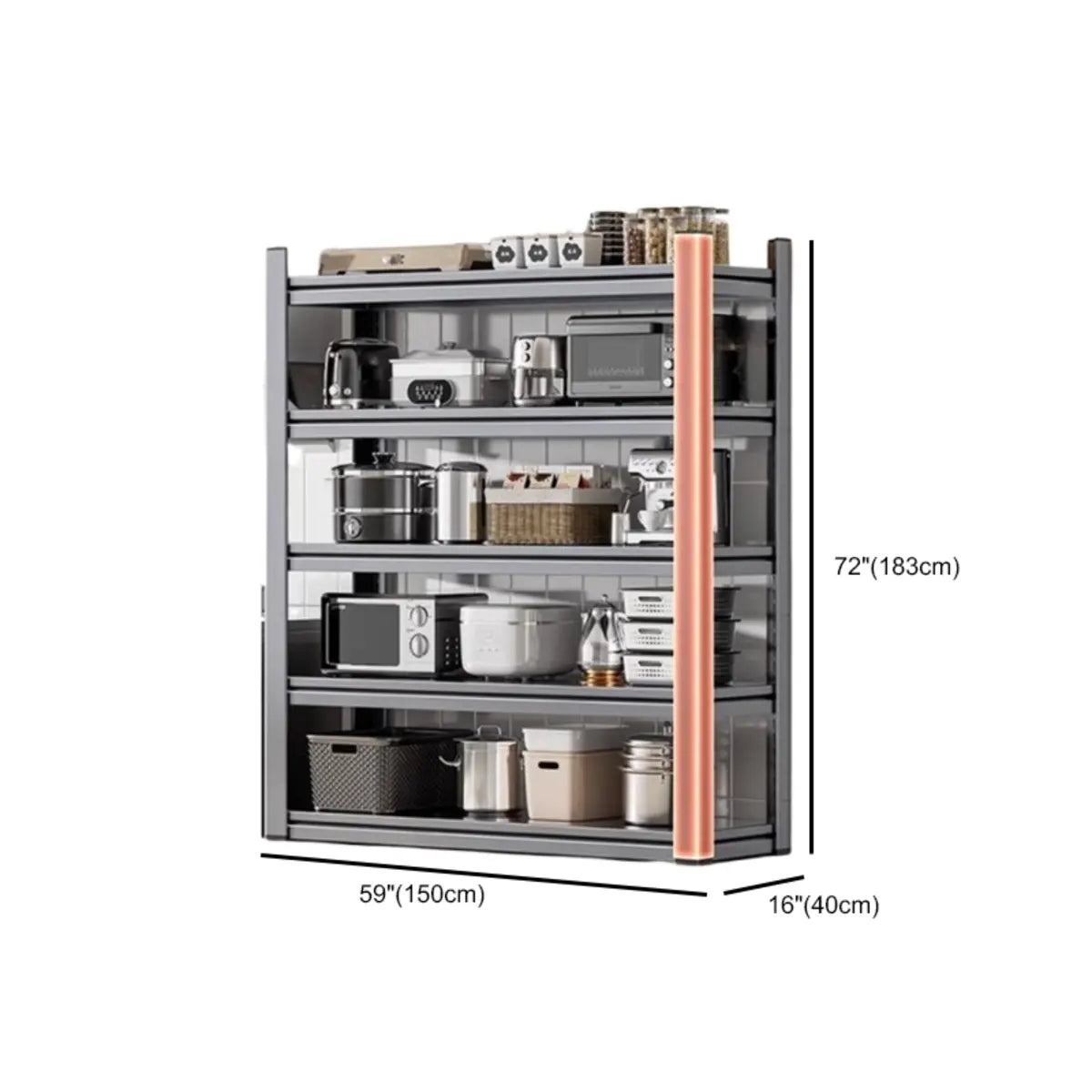 Grey Rust Resistant Metal Microwave Shelf Baker's Rack Image - 53