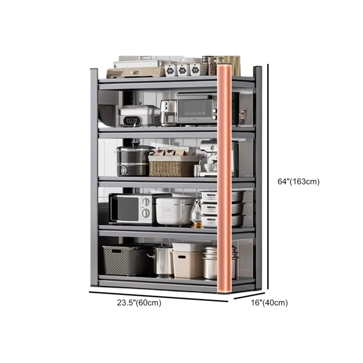 Grey Rust Resistant Metal Microwave Shelf Baker's Rack Image - 55