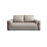 Grey Scratch Resistant Leather Wood Frame Sofa Set Image - 3