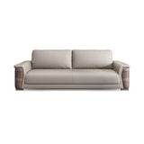 Grey Scratch Resistant Leather Wood Frame Sofa Set Image - 5