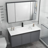 Grey Shelves MDF Bathroom Vanity with Faucet and Sink Image - 1