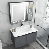 Grey Shelves MDF Bathroom Vanity with Faucet and Sink Image - 11