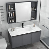 Grey Shelves MDF Bathroom Vanity with Faucet and Sink Image - 13