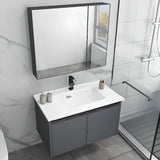 Grey Shelves MDF Bathroom Vanity with Faucet and Sink Image - 5