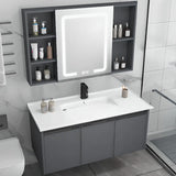 Grey Shelves MDF Bathroom Vanity with Faucet and Sink Image - 7