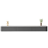 Grey Solid Wood Floating Mount Rectangle TV Stand Image - 13