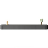 Grey Solid Wood Floating Mount Rectangle TV Stand Image - 15