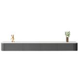 Grey Solid Wood Floating Mount Rectangle TV Stand Image - 16