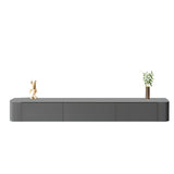 Grey Solid Wood Floating Mount Rectangle TV Stand Image - 21