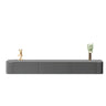 Grey Solid Wood Floating Mount Rectangle TV Stand Image - 21