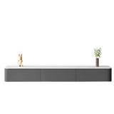 Grey Solid Wood Floating Mount Rectangle TV Stand Image - 22