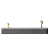 Grey Solid Wood Floating Mount Rectangle TV Stand Image - 24