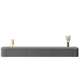 Grey Solid Wood Floating Mount Rectangle TV Stand Image - 31