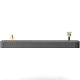 Grey Solid Wood Floating Mount Rectangle TV Stand Image - 4