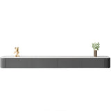 Grey Solid Wood Floating Mount Rectangle TV Stand Image - 8