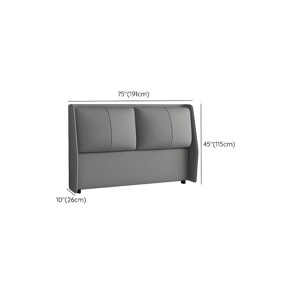 Grey Solid Wood Frame Upholstered Wingback Headboard 