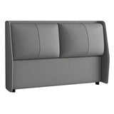 Grey Solid Wood Frame Upholstered Wingback Headboard Image - 6