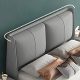 Grey Solid Wood Frame Upholstered Wingback Headboard Image - 7