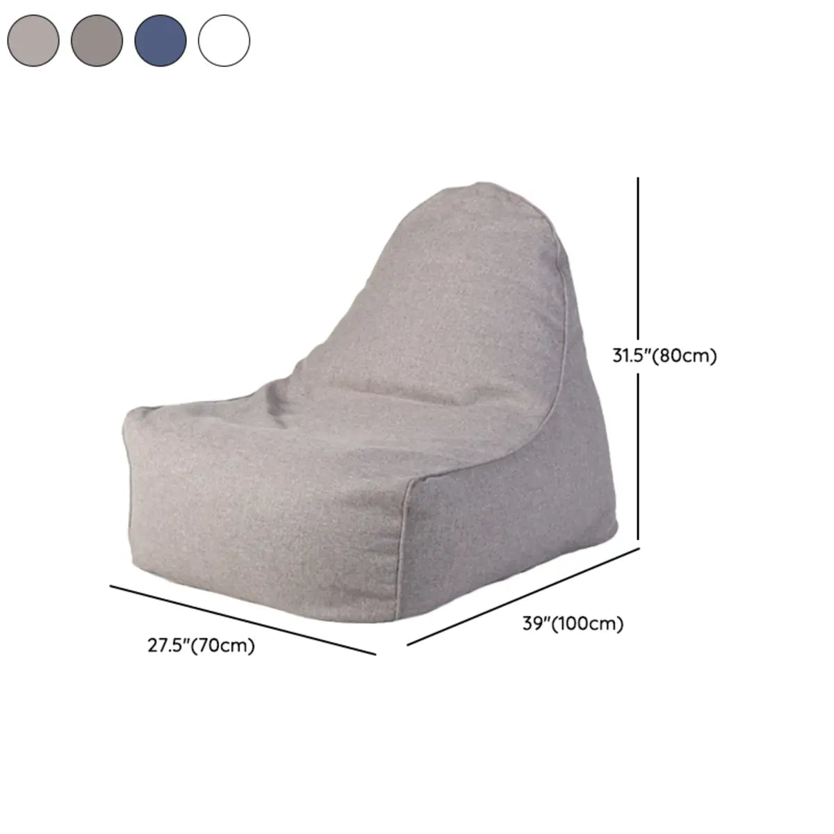 Grey Standard Armless Portable Canvas Bean Bag with Storage 