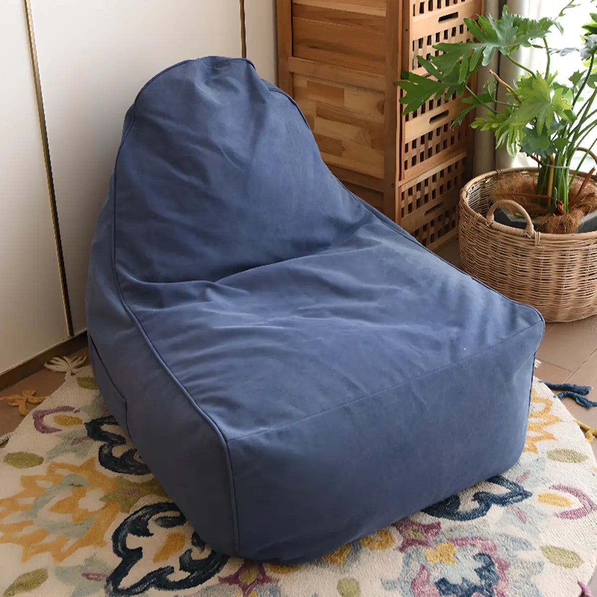 Grey Standard Armless Portable Canvas Bean Bag with Storage Image - 3