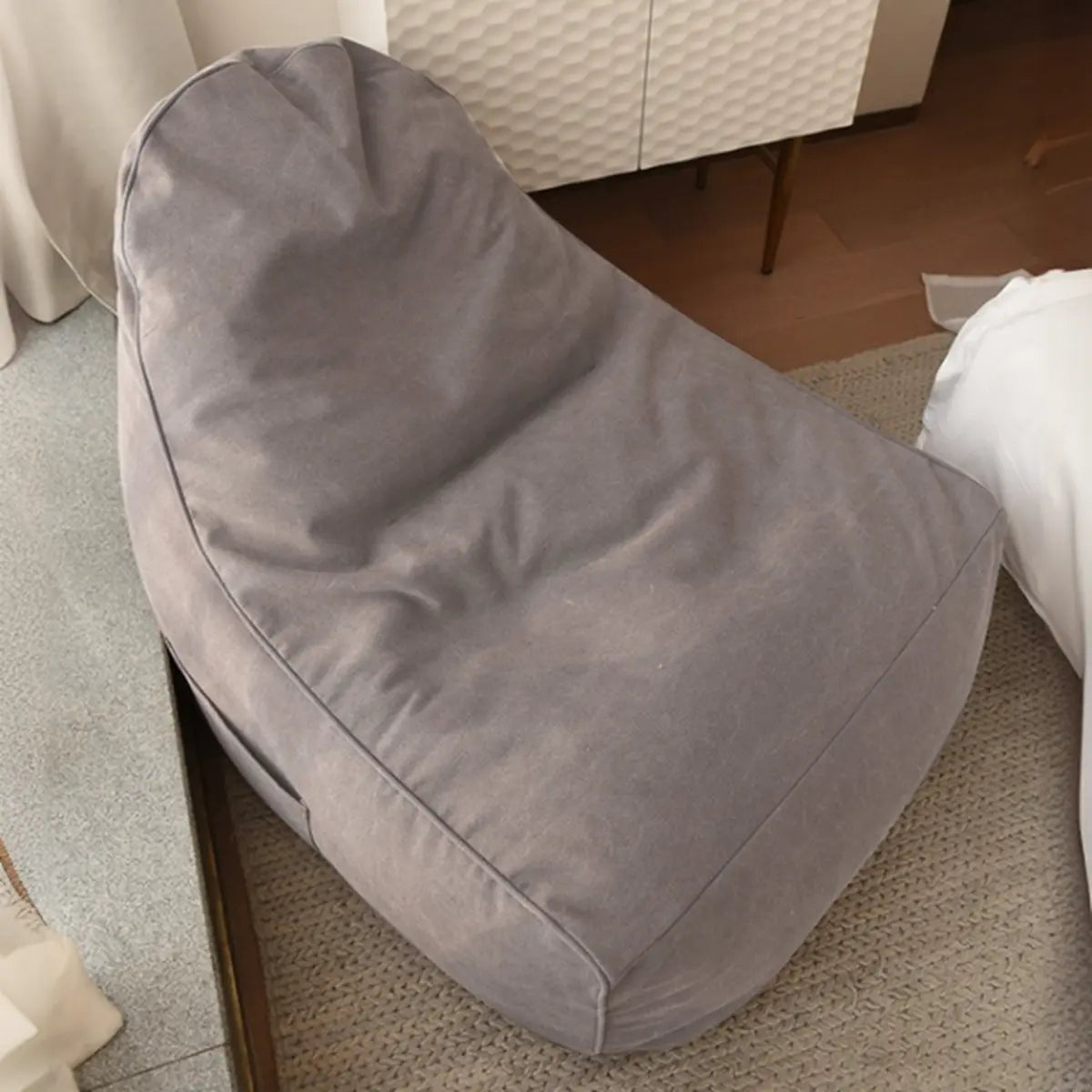 Grey Standard Armless Portable Canvas Bean Bag with Storage Image - 4