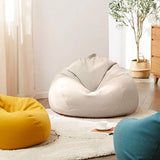 Grey Standard Size Round Linen Cozy Bean Bag Chair Image - 1