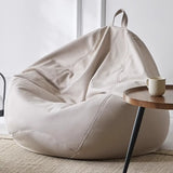 Grey Standard Size Round Linen Cozy Bean Bag Chair Image - 4