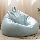 Grey Standard Size Round Linen Cozy Bean Bag Chair Image - 6