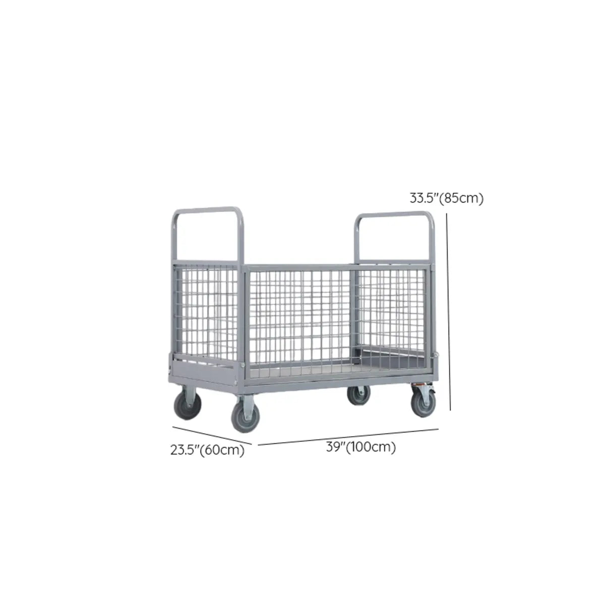 Grey Steel Mesh Utility Carts with Casters and Storage Image - 10