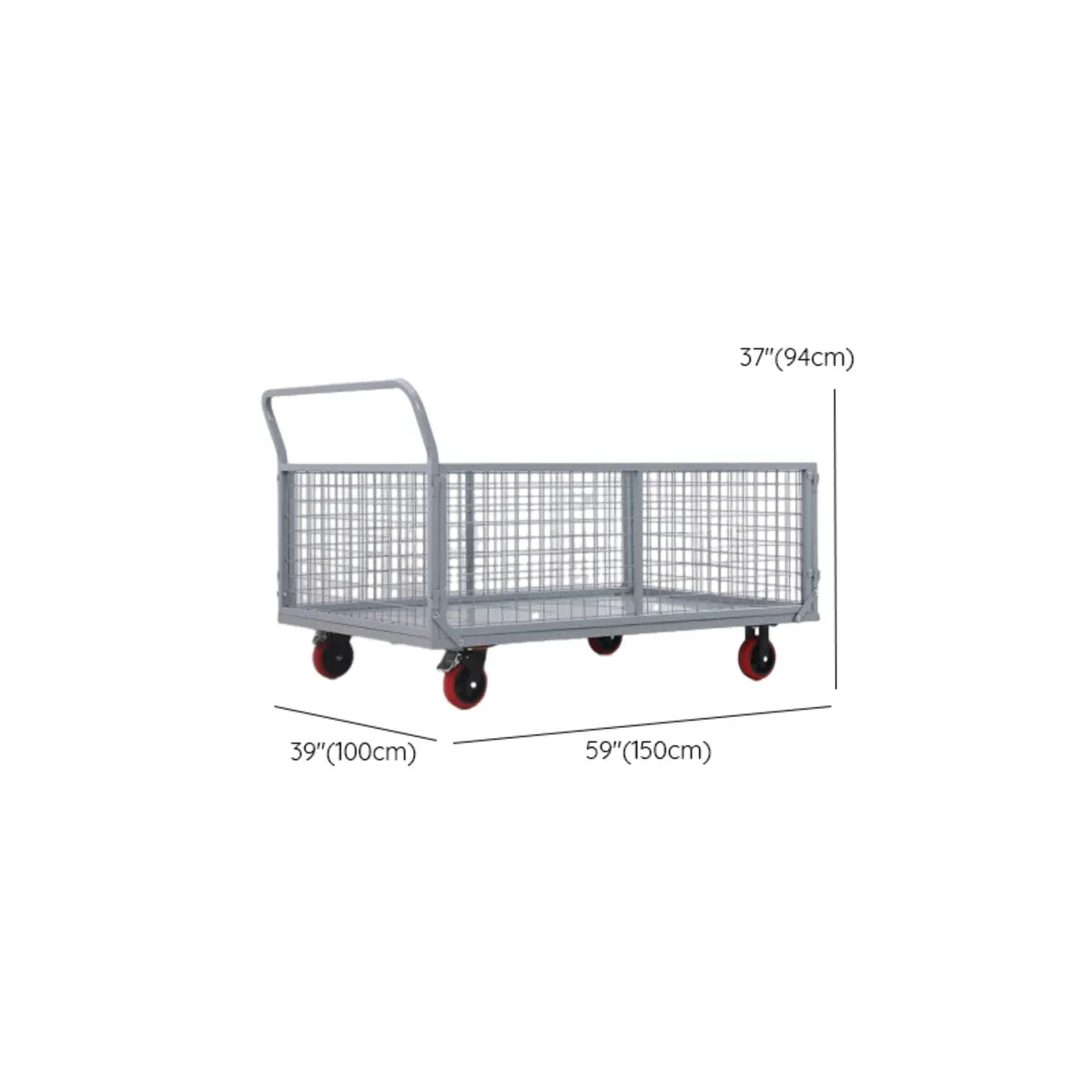 Grey Steel Mesh Utility Carts with Casters and Storage Image - 11