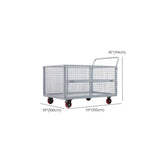 Grey Steel Mesh Utility Carts with Casters and Storage Image - 12