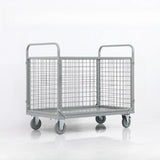 Grey Steel Mesh Utility Carts with Casters and Storage Image - 2