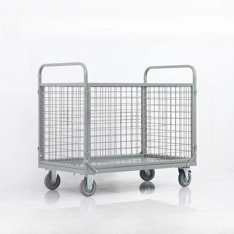 Grey Steel Mesh Utility Carts with Casters and Storage Image - 2