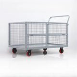 Grey Steel Mesh Utility Carts with Casters and Storage Image - 7