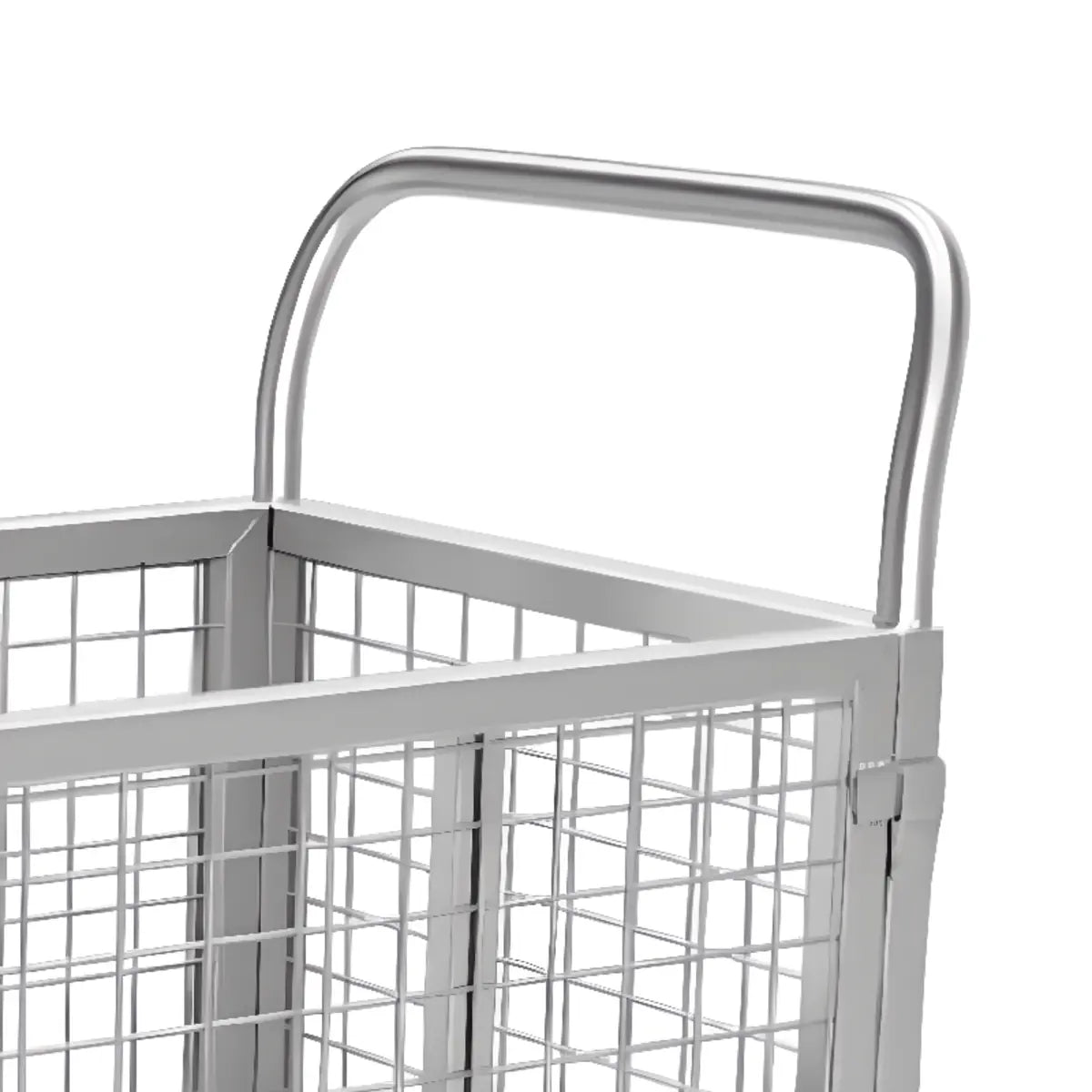 Grey Steel Narrow Width Utility Cart with Mesh Storage Image - 10