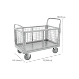 Grey Steel Narrow Width Utility Cart with Mesh Storage #size