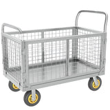 Grey Steel Narrow Width Utility Cart with Mesh Storage Image - 5