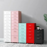 Grey Steel Rolling Small 8 Drawers Filing Cabinets Image - 4