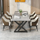 Grey Stone Rectangle Trestle Conference Writing Desk Image - 4